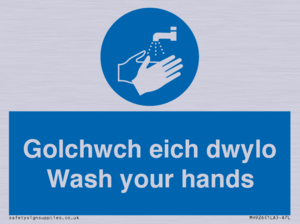 golchwch eich dwylo / wash your hands - safety sign